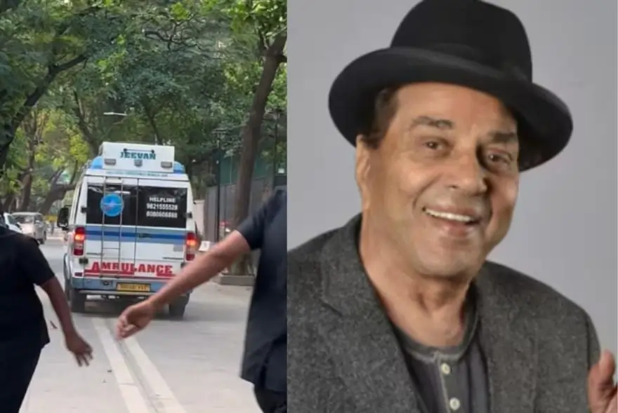 পুত্ৰ ববীৰ সৈতে এম্বুলেন্সত উঠি ঘৰ পালেহি অভিনেতা ধৰ্মেন্দ্ৰ