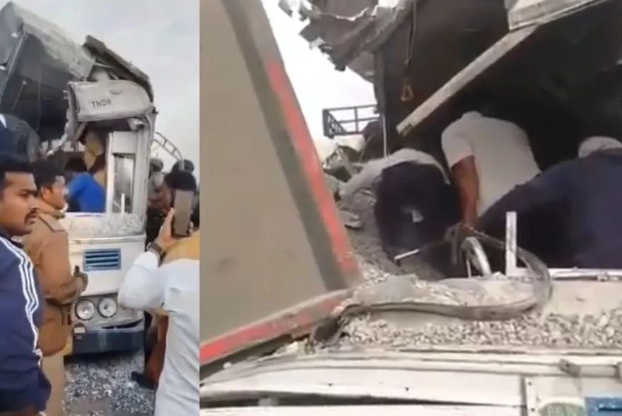 তেলেংগানাত বাছ আৰু ট্ৰাকৰ মাজত ভয়ংকৰ সংঘৰ্ষ; ১৫জনৰ মৃত্যু