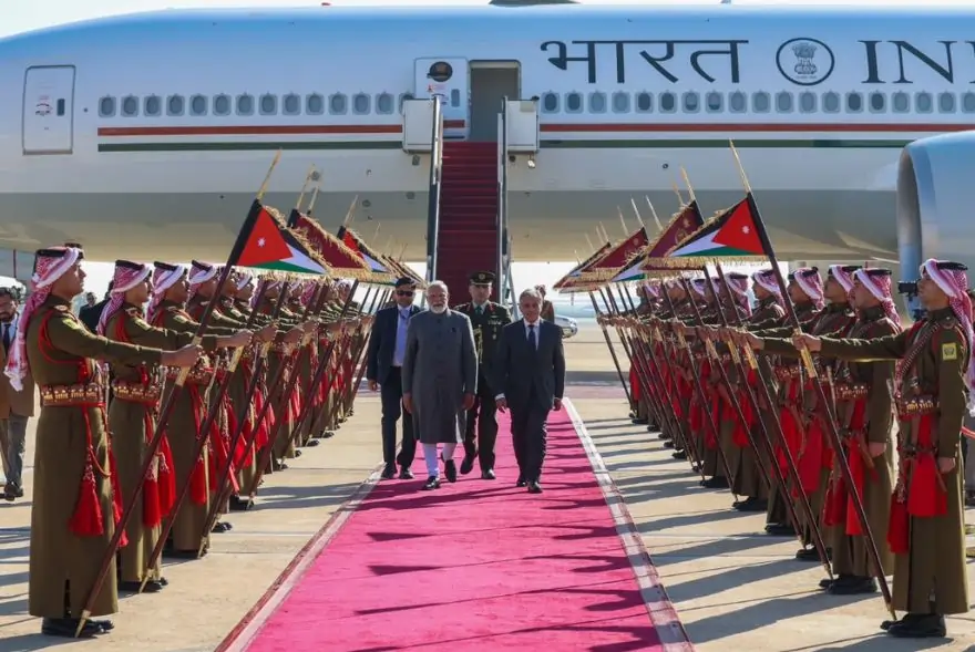অম্মানত উপস্থিত প্ৰধানমন্ত্ৰী মোদী, ৰজা আব্দুল্লাৰ নিমন্ত্ৰণত দুদিনীয়া কাৰ্যসূচীৰে জৰ্ডান ভ্ৰমণ