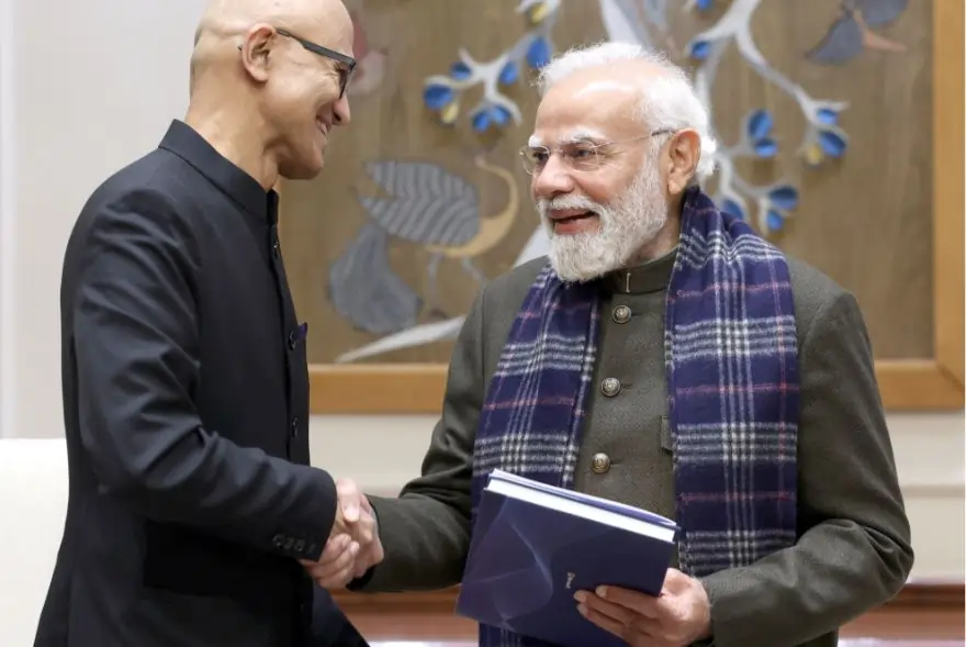 প্ৰধানমন্ত্ৰী মোদীক সাক্ষাৎ মাইক্ৰ’ছফ্টৰ অধ্যক্ষ সত্য নাডেলাৰ, ভাৰতত ১৭.৫ বিলিয়ন ডলাৰৰ বিনিয়োগ ঘোষণা