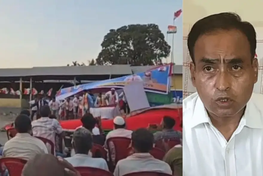 শ্বেৰমান আলীৰ সভাত অঘটন; ভাষণ দি থকাৰ মাজতে খহি পৰিল মঞ্চ