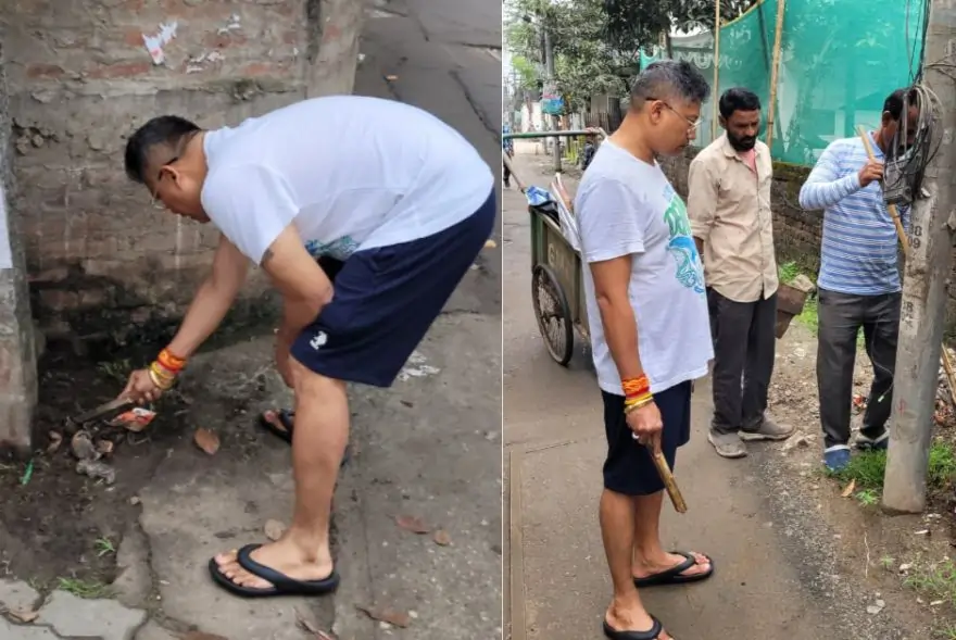 এইবাৰ চাফাই কৰ্মীৰ ৰূপত মন্ত্ৰী পীযুষ হাজৰীকা