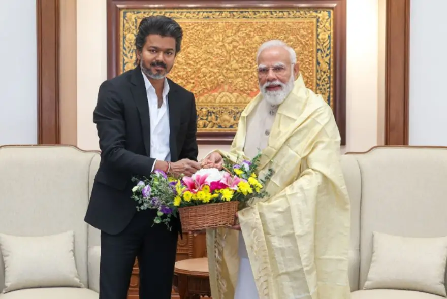 নতুন দিল্লীত প্ৰধানমন্ত্ৰী মোদীক সাক্ষাৎ তামিলনাডুৰ মুখ্যমন্ত্ৰী বিজয়ৰ