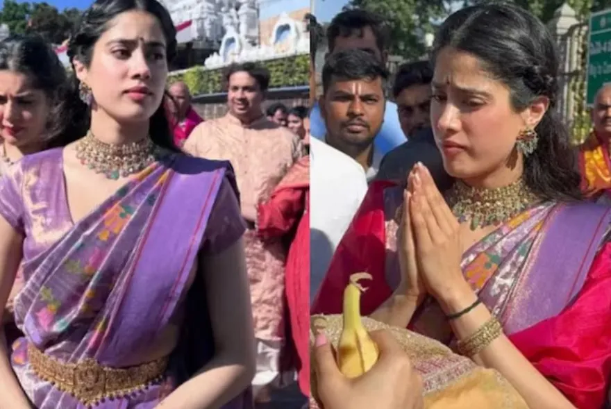 খালী ভৰিৰে ৩৫৫০ চিৰি বগাই তিৰুপতি বালাজী দৰ্শন জাহ্নৱী কাপুৰৰ